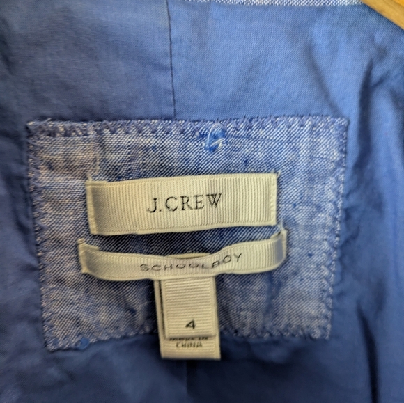 J. Crew Linen Schoolboy Blazer 4 Blue - Picture 3 of 13